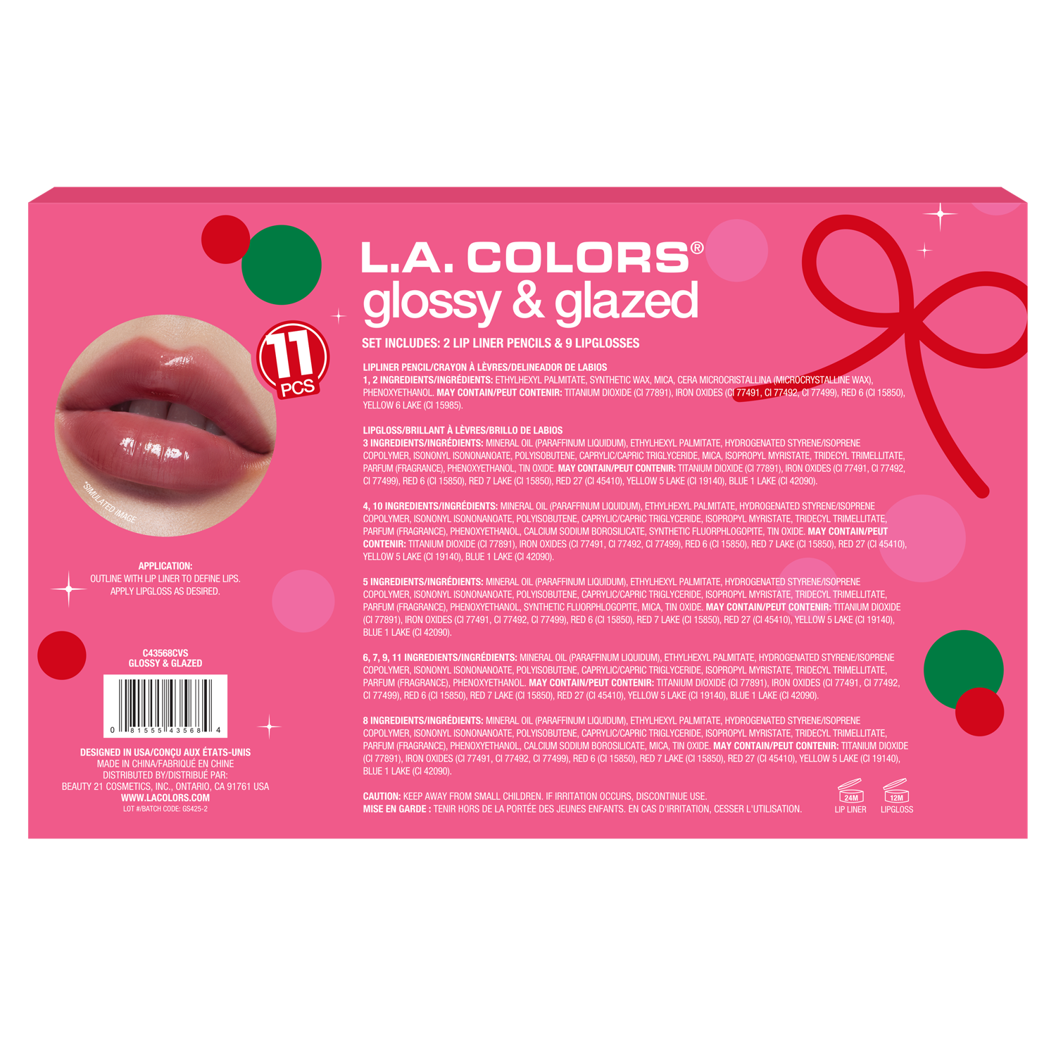 slide 2 of 2, L.a. Colors® 11pc Glossy & Glazed Lips Set Display, 1 ct