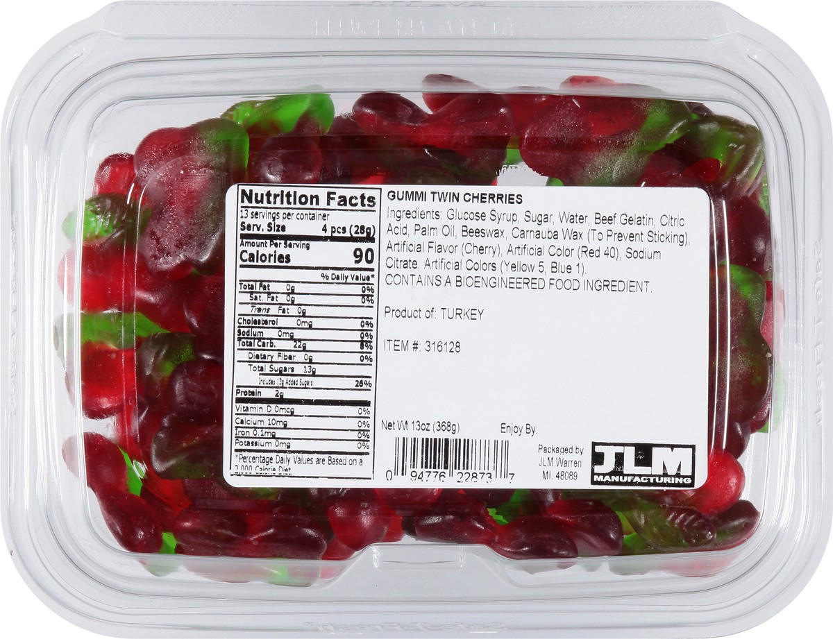 slide 5 of 9, JLM Manufacturing Gummi Twin Cherries 13 oz, 13 oz