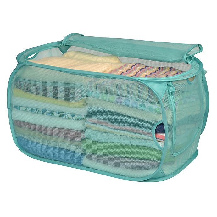 slide 2 of 2, Smart Design Pop-Up Flip Hamper and Basket - Pool Blue, 1 ct