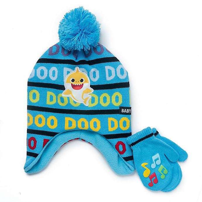 slide 1 of 1, Nickelodeon Baby Shark Hat and Mitten Set - Blue, 2 ct