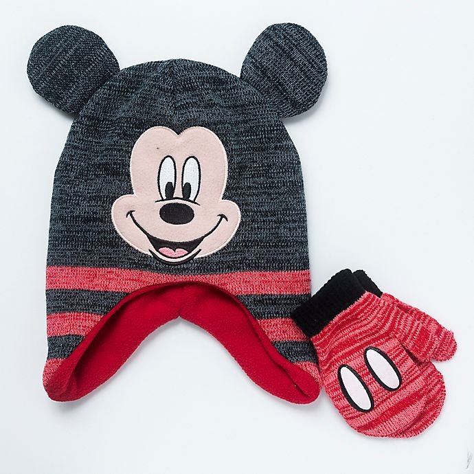 slide 1 of 1, Disney Mickey Mouse Hat and Mitten Set - Black, 2 ct