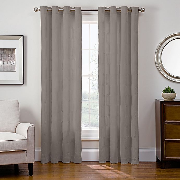 slide 1 of 1, Sharper Image Cassie Grommet Top Snap-In Window Curtain Panel - Grey, 108 in