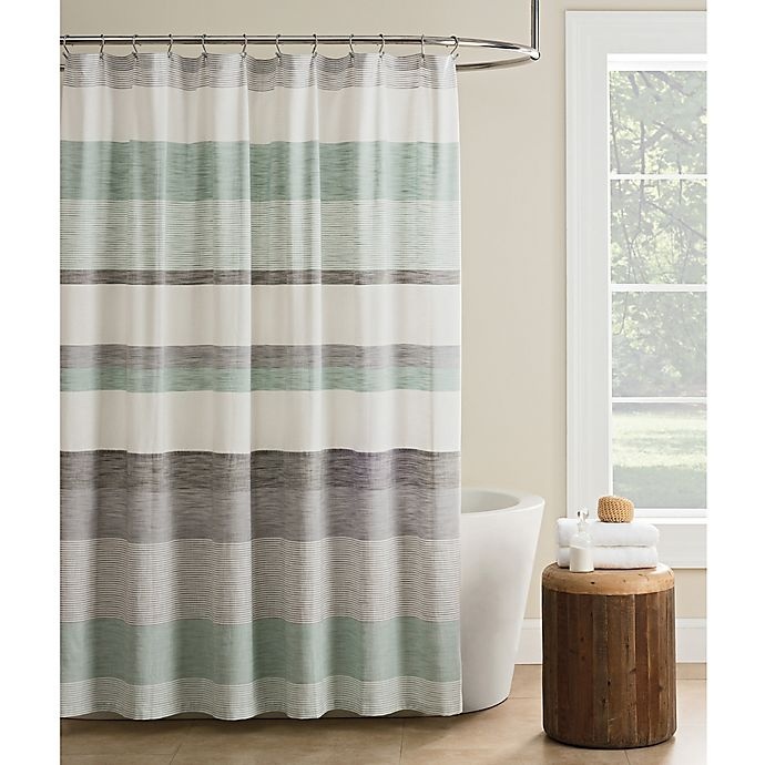 slide 1 of 1, KAS Seneca Stripe Shower Curtain - Light Green, 1 ct