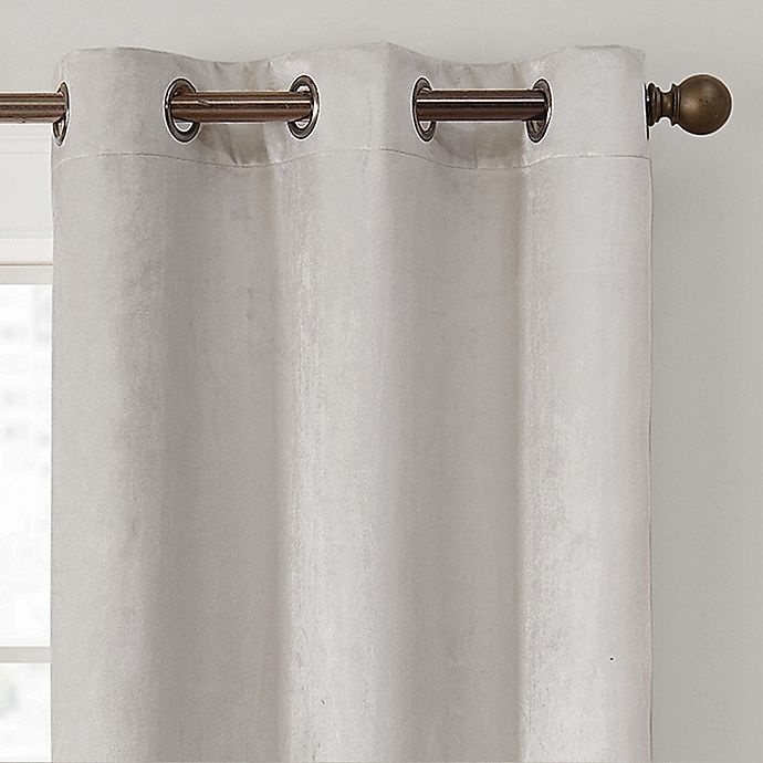 slide 2 of 4, Brookstone Velvet Solid 84-Inch 100% Blackout Window Curtain Panels - Oyster, 2 ct