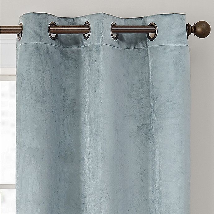 slide 2 of 4, Brookstone Velvet Solid 84-Inch 100% Blackout Window Curtain Panels - Spa, 2 ct