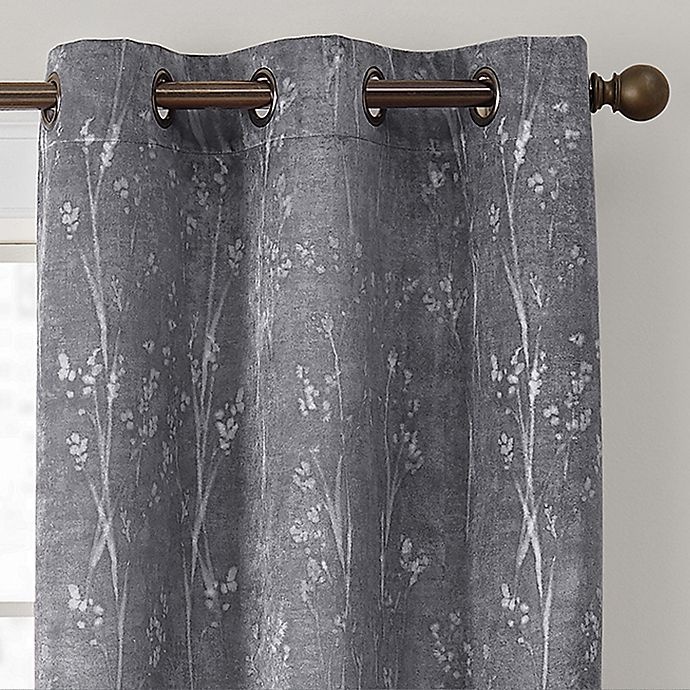 slide 2 of 4, Brookstone Velvet Sprigs 84-Inch 100% Blackout Window Curtain Panels - Grey, 2 ct