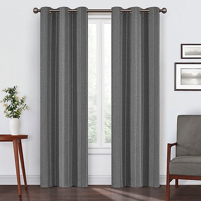 slide 2 of 8, Eclipse Ronneby Grommet Blackout Window Curtain Panel - Black, 84 in