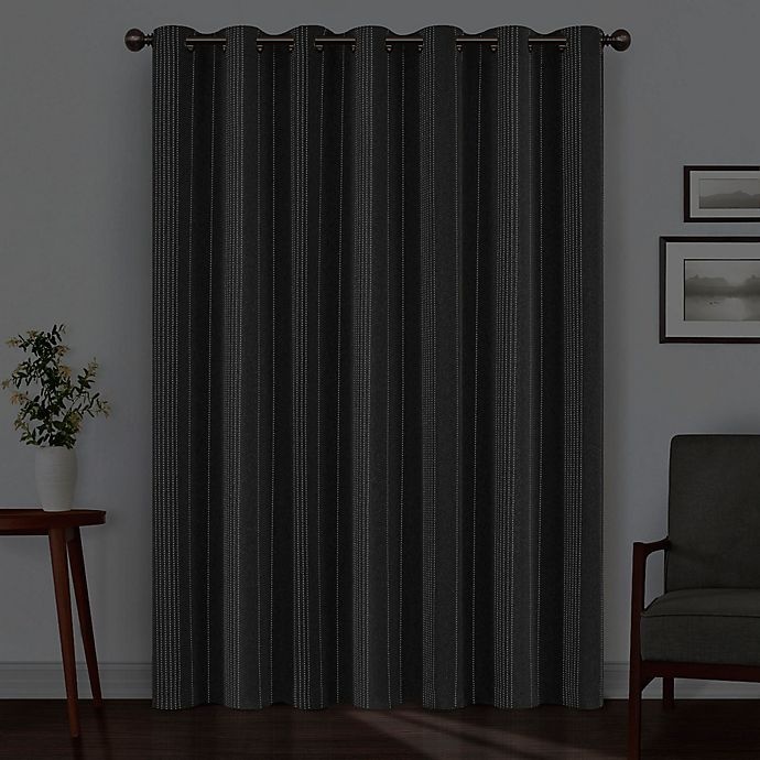 slide 5 of 8, Eclipse Ronneby Grommet Blackout Window Curtain Panel - Black, 84 in