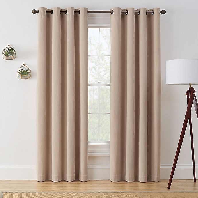 slide 1 of 5, Brookstone Marco Grommet Room Darkening Window Curtain Panel - Taupe, 84 in