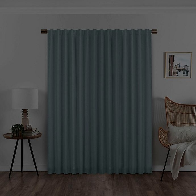 slide 5 of 8, Eclipse Nora Solid Rod Pocket/Back Tab 100% Blackout Window Curtain Panel - Spa, 63 in