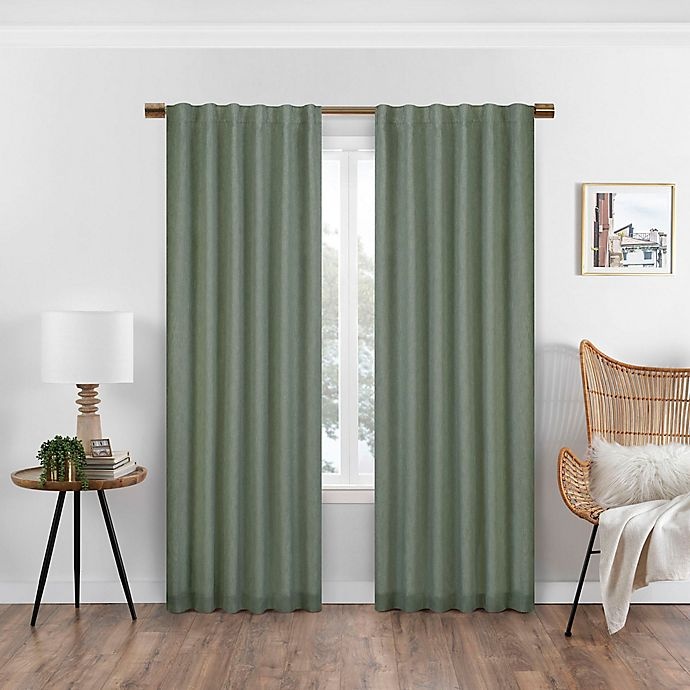 slide 1 of 8, Eclipse Nora Solid Rod Pocket/Back Tab 100% Blackout Window Curtain Panel - Sage, 84 in