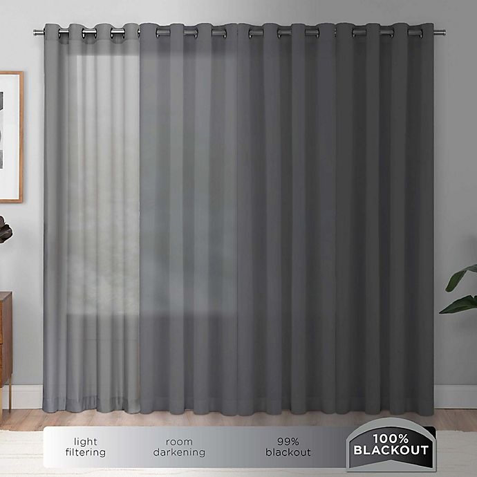 slide 6 of 8, Eclipse Nora Geometric Rod Pocket 100% Blackout Window Curtain Panel - Grey, 84 in
