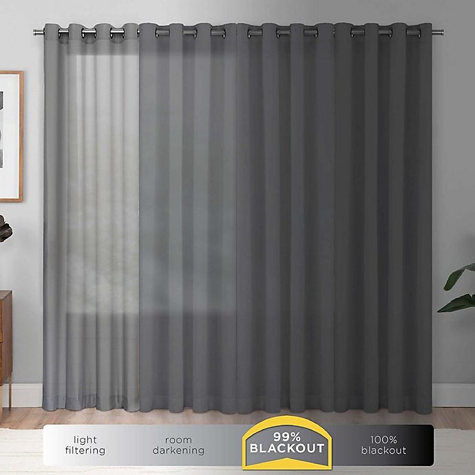 slide 7 of 8, Eclipse Peconic Grommet Room Darkening Window Curtain Panel - Grey, 84 in