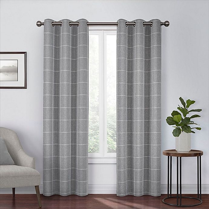 slide 1 of 8, Eclipse Peconic Grommet Room Darkening Window Curtain Panel - Grey, 84 in
