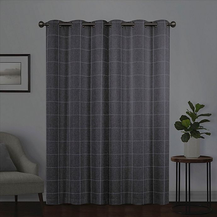 slide 5 of 8, Eclipse Peconic Grommet Room Darkening Window Curtain Panel - Black, 95 in