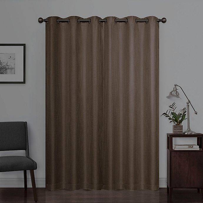 slide 5 of 8, Eclipse Reagan Grommet Room Darkening Window Curtain Panel - Chocolate, 108 in