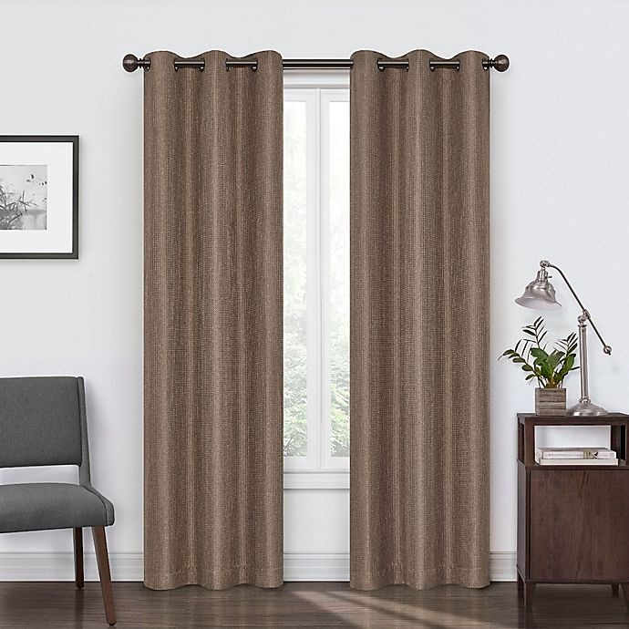 slide 1 of 8, Eclipse Reagan Grommet Room Darkening Window Curtain Panel - Chocolate, 108 in