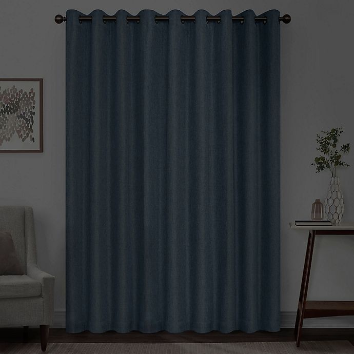 slide 5 of 8, Eclipse Kira Herringbone Grommet 100% Blackout Window Curtain Panel - Ocean, 95 in