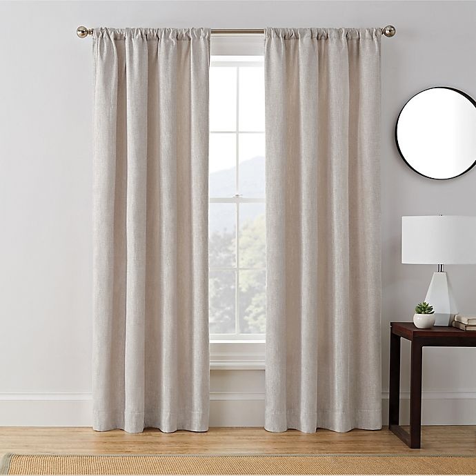 slide 1 of 4, Brookstone Troy Rod Pocket Room Darkening Window Curtain Panel - Beige, 95 in