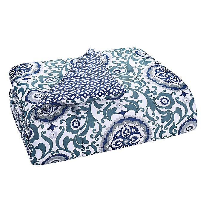 slide 4 of 5, Waverly Medallion Full Comforter Set - Blue, 10 ct