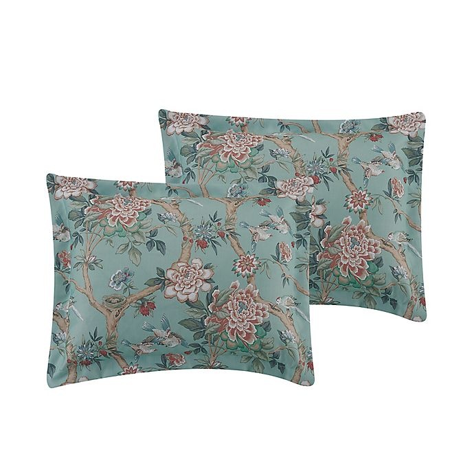 slide 5 of 7, Waverly Mudan Floral Reversible Queen Comforter Set - Blue, 10 ct