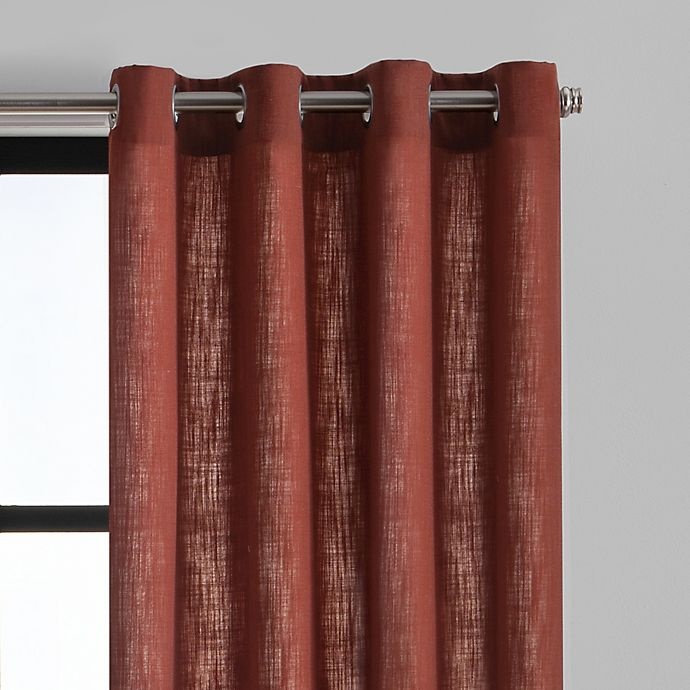 slide 2 of 8, Mercantile Hawthorne Grommet Light Filtering Lined Window Curtain Panel - Brick, 108 in