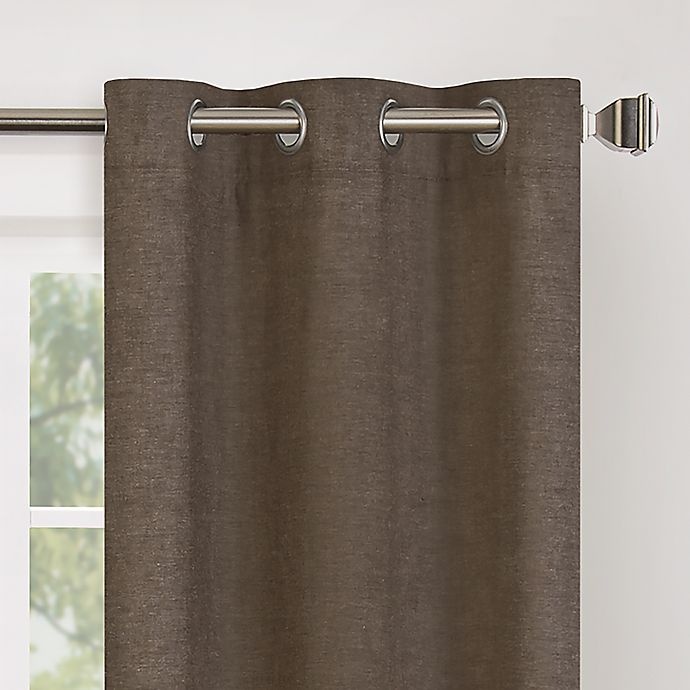 slide 3 of 7, Wamsutta Collective Asher Chambray Grommet Blackout Window Curtain Panel - Taupe, 108 in