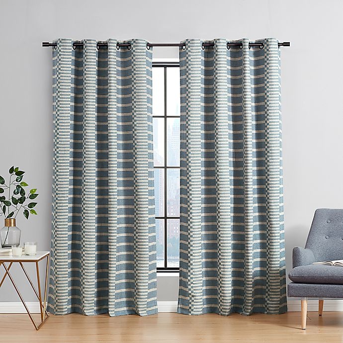 slide 1 of 7, Urban Thread Ranchester Grommet Room Darkening Window Curtain Panel - Blue, 95 in