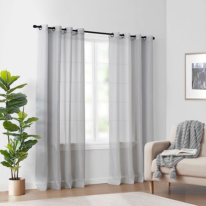 slide 6 of 7, ARM & HAMMERTM Curtain Fresh Sheer Grommeted 95 Window Curtain Panel - Light Grey", 1 ct