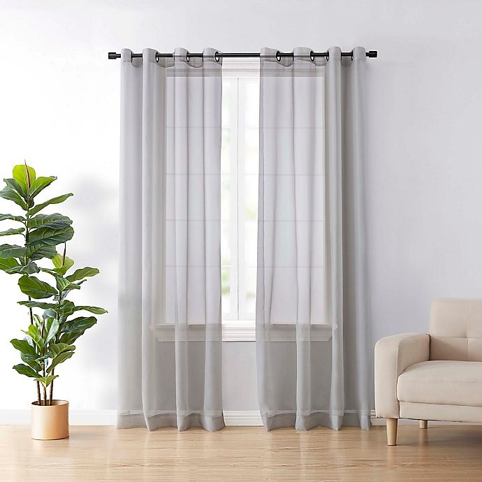 slide 1 of 7, ARM & HAMMERTM Curtain Fresh Sheer Grommeted 95 Window Curtain Panel - Light Grey", 1 ct