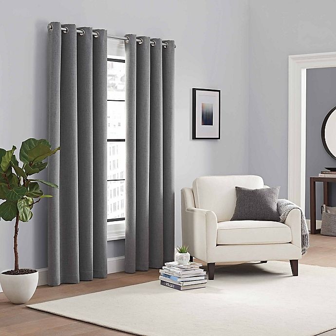 slide 4 of 8, Brookstone Renwick Grommet 100% Blackout Lined Window Curtain Panel - Grey, 84 in