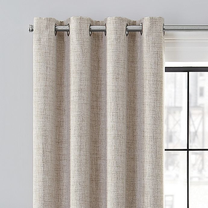 slide 2 of 8, Brookstone Renwick Grommet 100% Blackout Lined Window Curtain Panel - Linen, 95 in