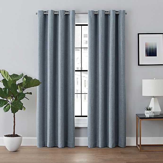 slide 1 of 7, Brookstone Renwick Grommet 100% Blackout Lined Window Curtain Panel - Ink, 108 in