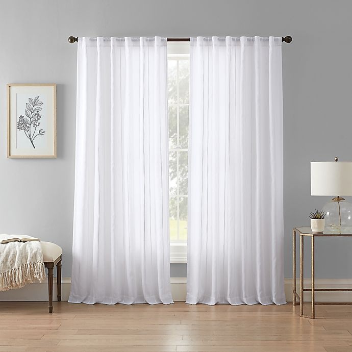 slide 1 of 8, Wamsutta Vertical Stripe Rod Pocket Light Filtering Lined Window Curtain Panel, 95 in