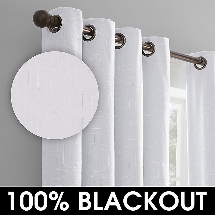 slide 6 of 8, Wamsutta Allover Lattice Grommet 100% Blackout Window Curtain Panel, 84 in