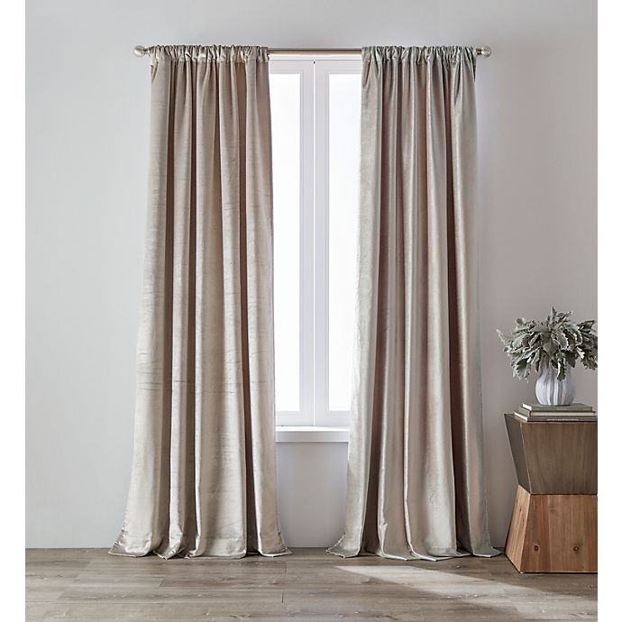 slide 1 of 8, O&O by Olivia & Oliver Luster Velvet Curtain Panel - Silver (Single), 84 in