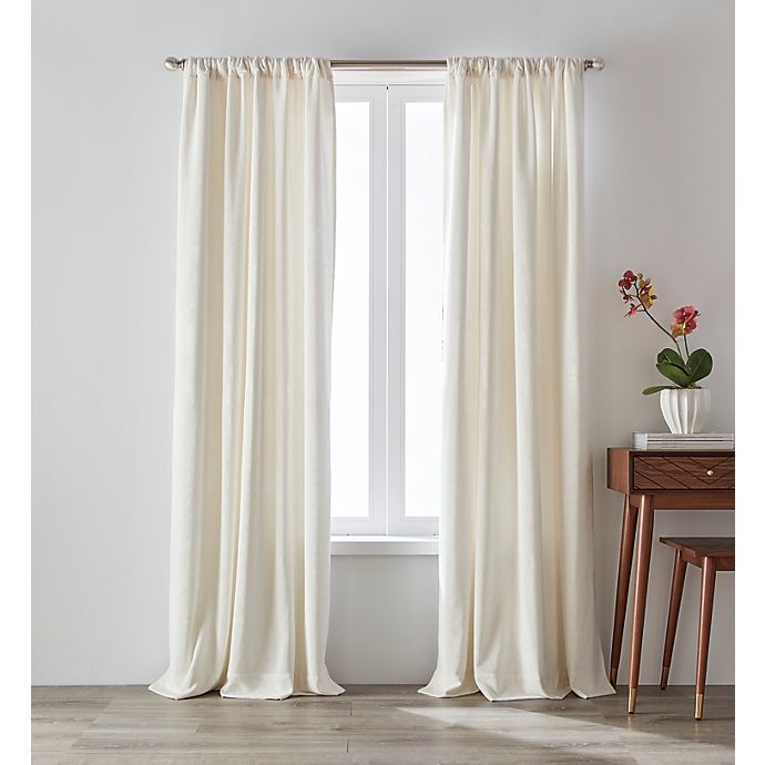 slide 1 of 8, O&O by Olivia & Oliver Luster Velvet Curtain Panel - Ivory (Single), 84 in