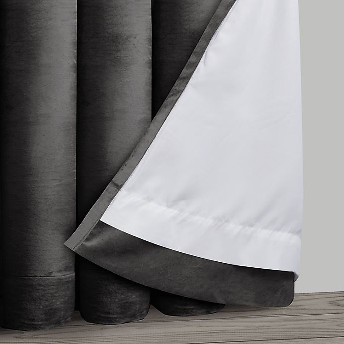 slide 8 of 8, O&O by Olivia & Oliver Luster Velvet Curtain Panel - Charcoal (Single), 84 in