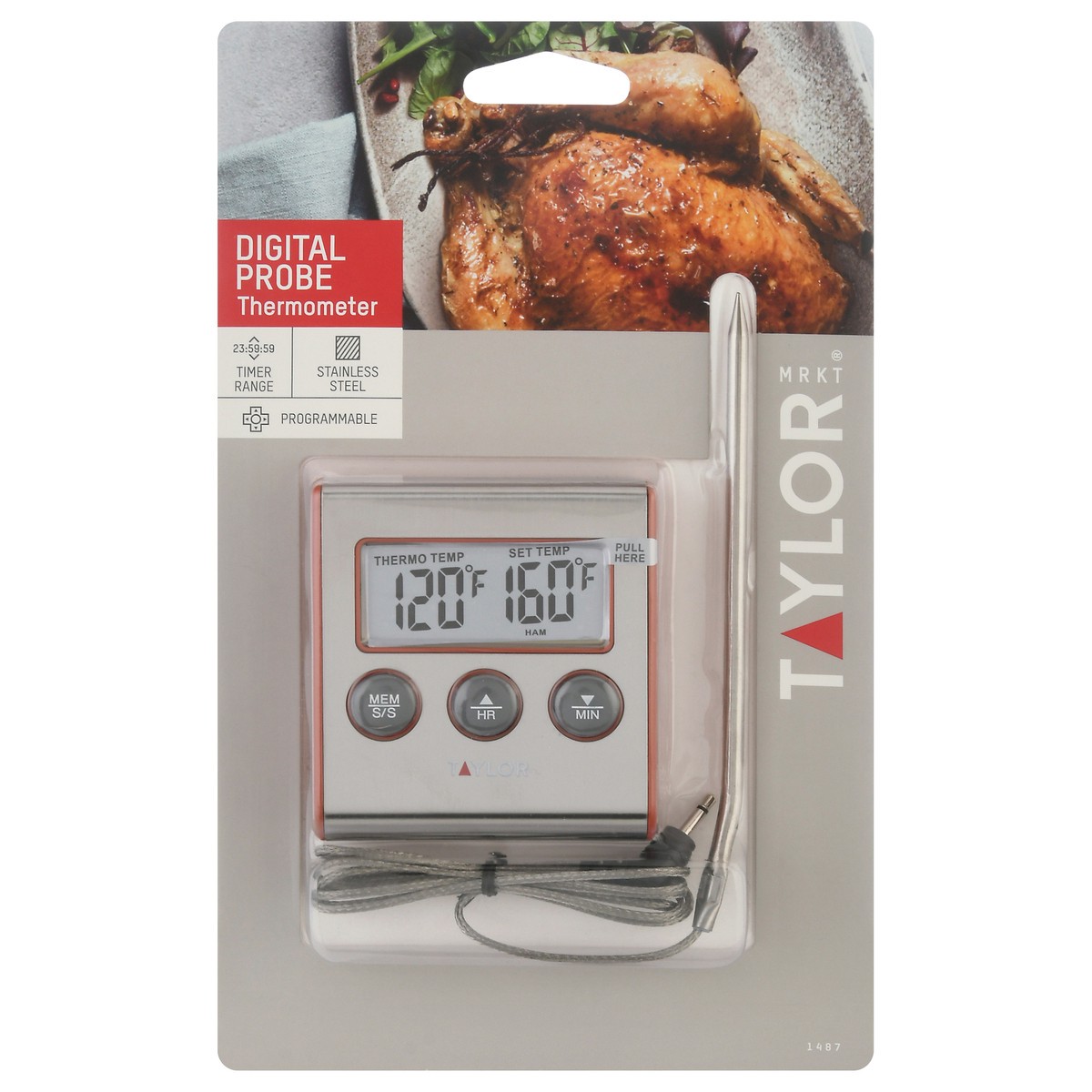 slide 1 of 9, Taylor Pro Digital Cooking Thermometer with Probe, 1 ct