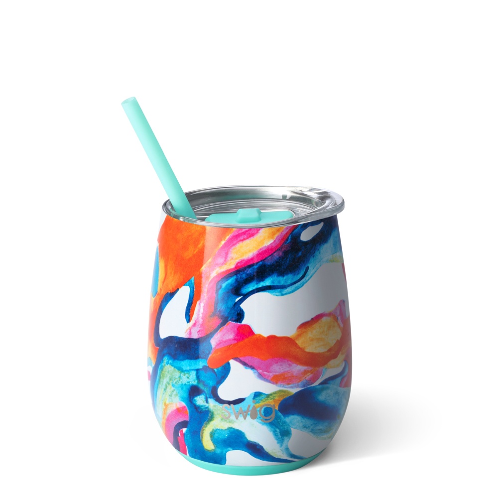 slide 1 of 1, Swig Color Swirl Wine Cup, 14 oz