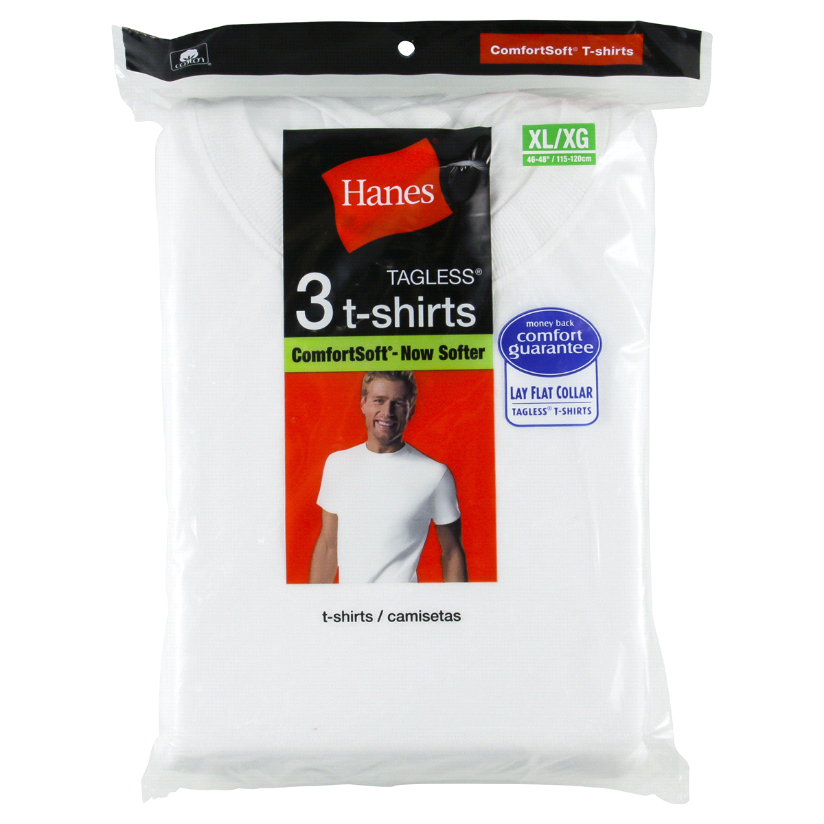 slide 1 of 2, Hanes Men's White TAGLESS Crewneck Undershirt White, X-Large, 3 ct