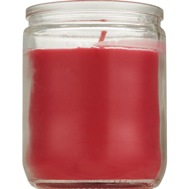 slide 1 of 1, PRAYER CANDLE 3.25" Clear Glass Red Wax, 1 ct