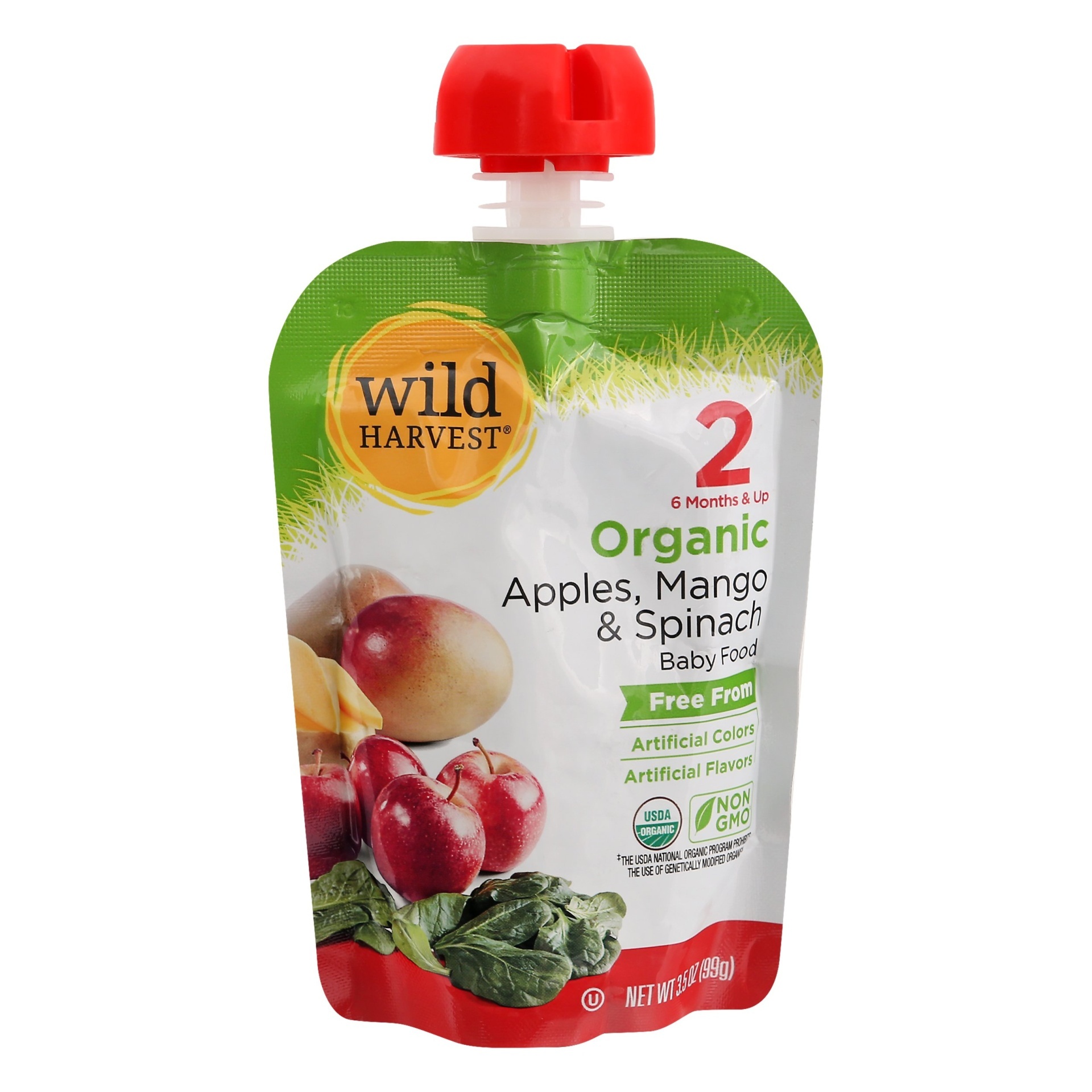 slide 1 of 1, Wild Harvest Apple Mango Spinach Baby Food, 3.5 oz