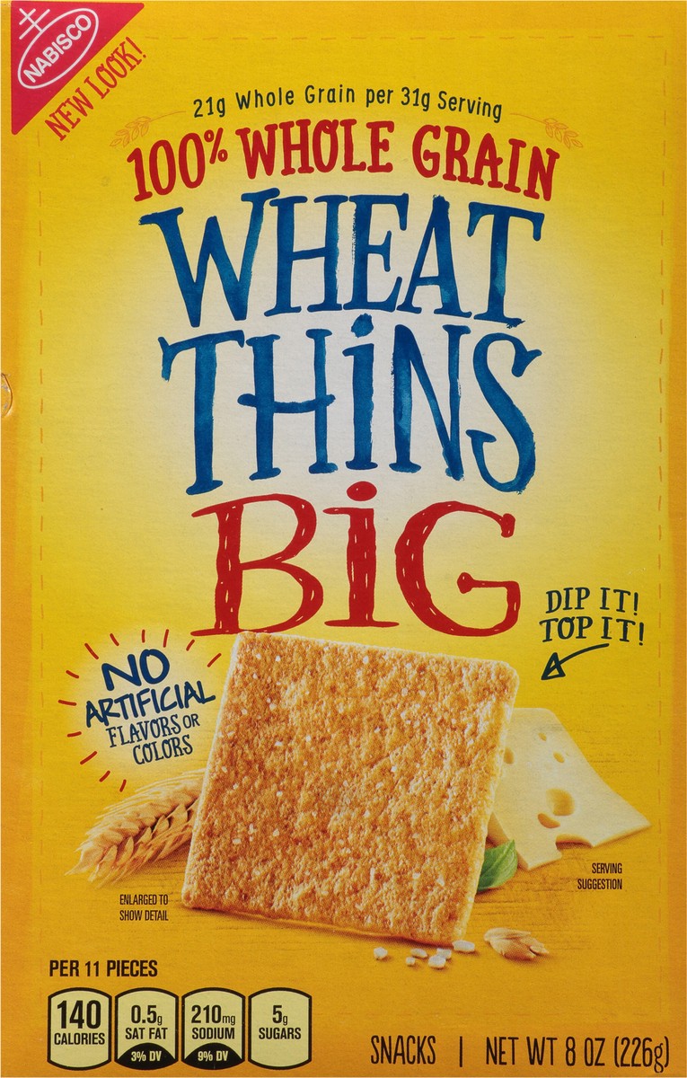 slide 8 of 13, Wheat Thins BIG Whole Grain Wheat Crackers, 8 oz, 8 oz