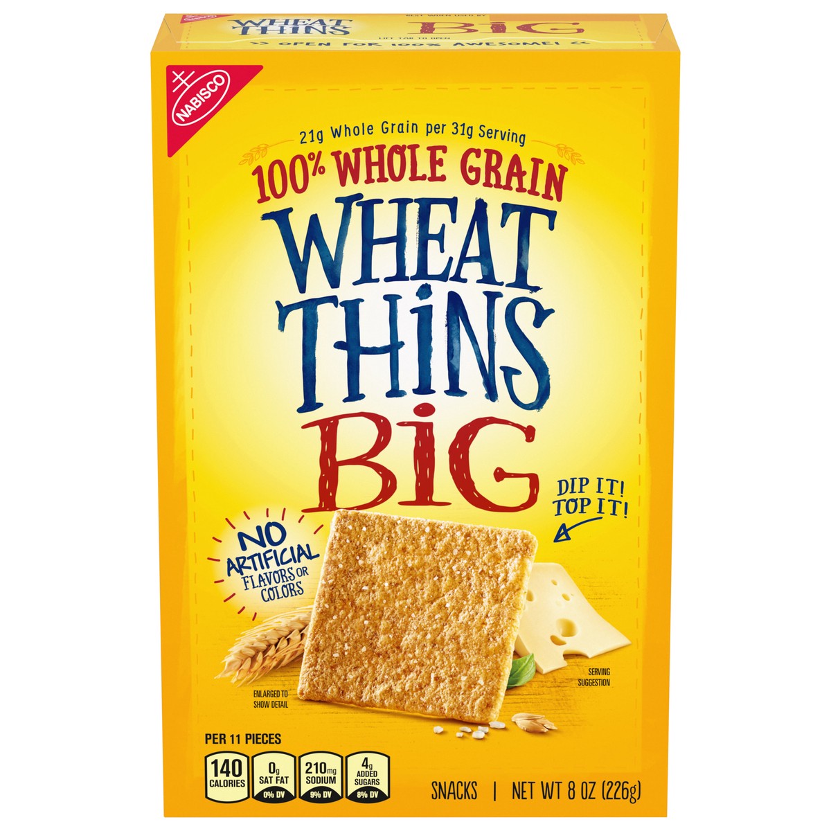 slide 1 of 13, Wheat Thins BIG Snacks, Whole Grain Wheat Crackers, Snack Crackers, 8 oz, 8 oz