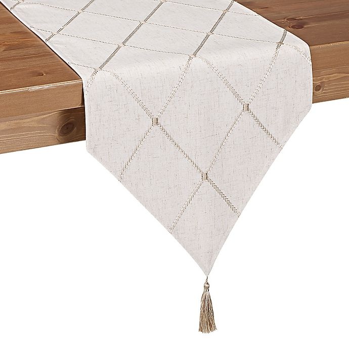 slide 1 of 1, Sam Hedaya Wellington Table Runner - Natural, 120 in