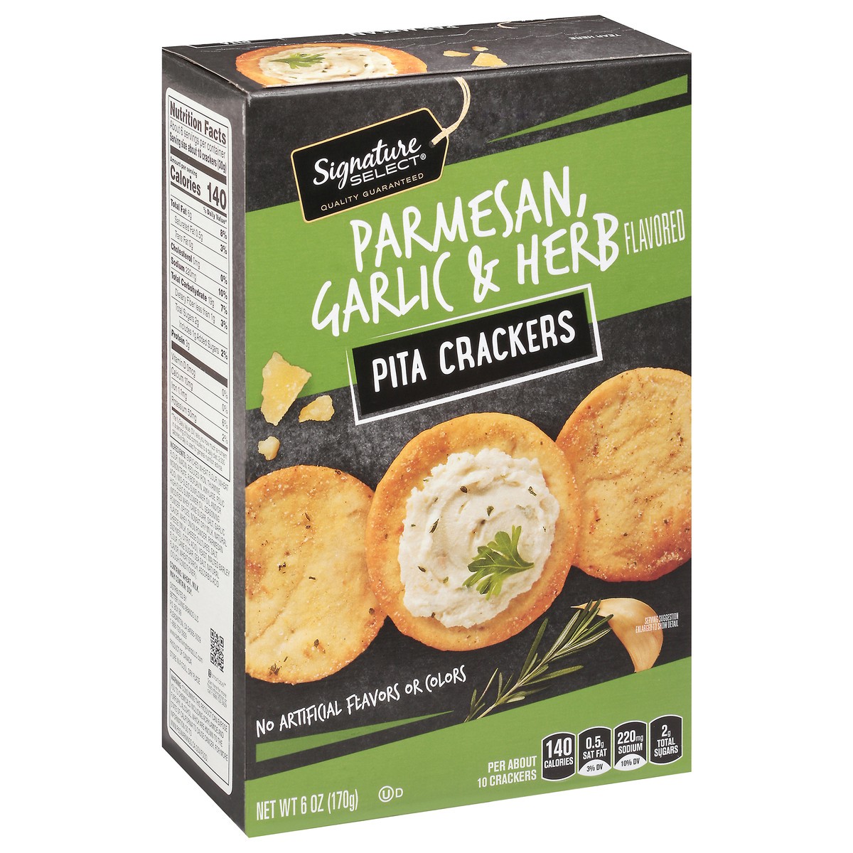 slide 6 of 9, Signature Select Garlic Parmesan & Herb Pita Crackers 6 oz, 6 oz