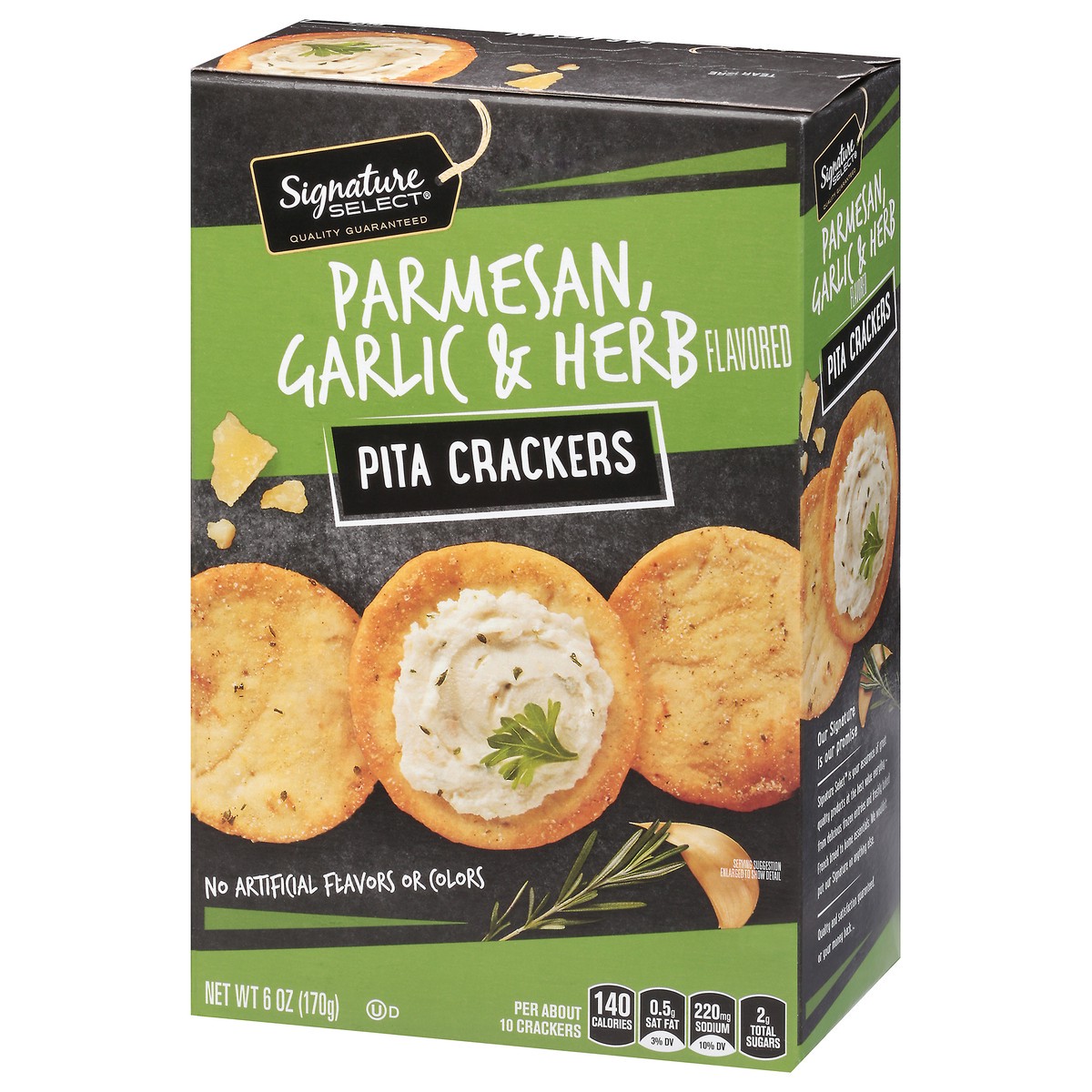 slide 4 of 9, Signature Select Garlic Parmesan & Herb Pita Crackers 6 oz, 6 oz