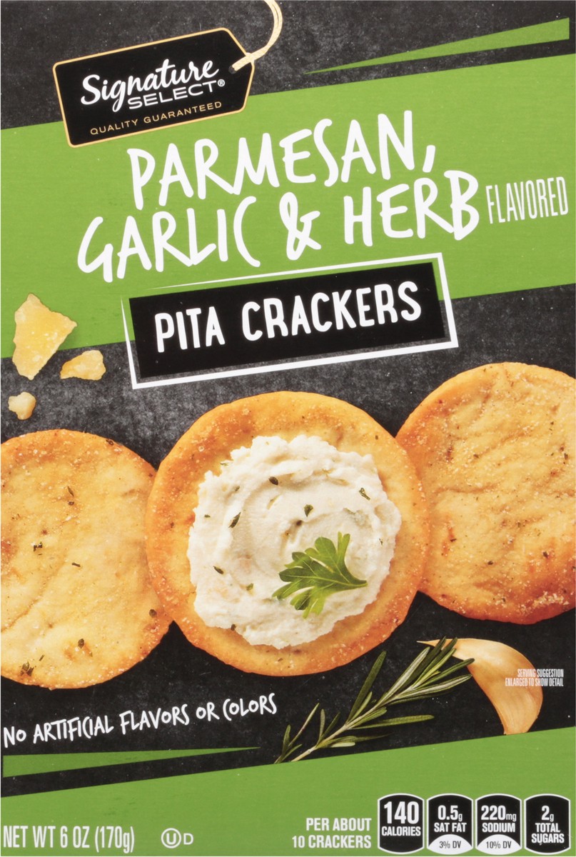 slide 5 of 9, Signature Select Garlic Parmesan & Herb Pita Crackers 6 oz, 6 oz