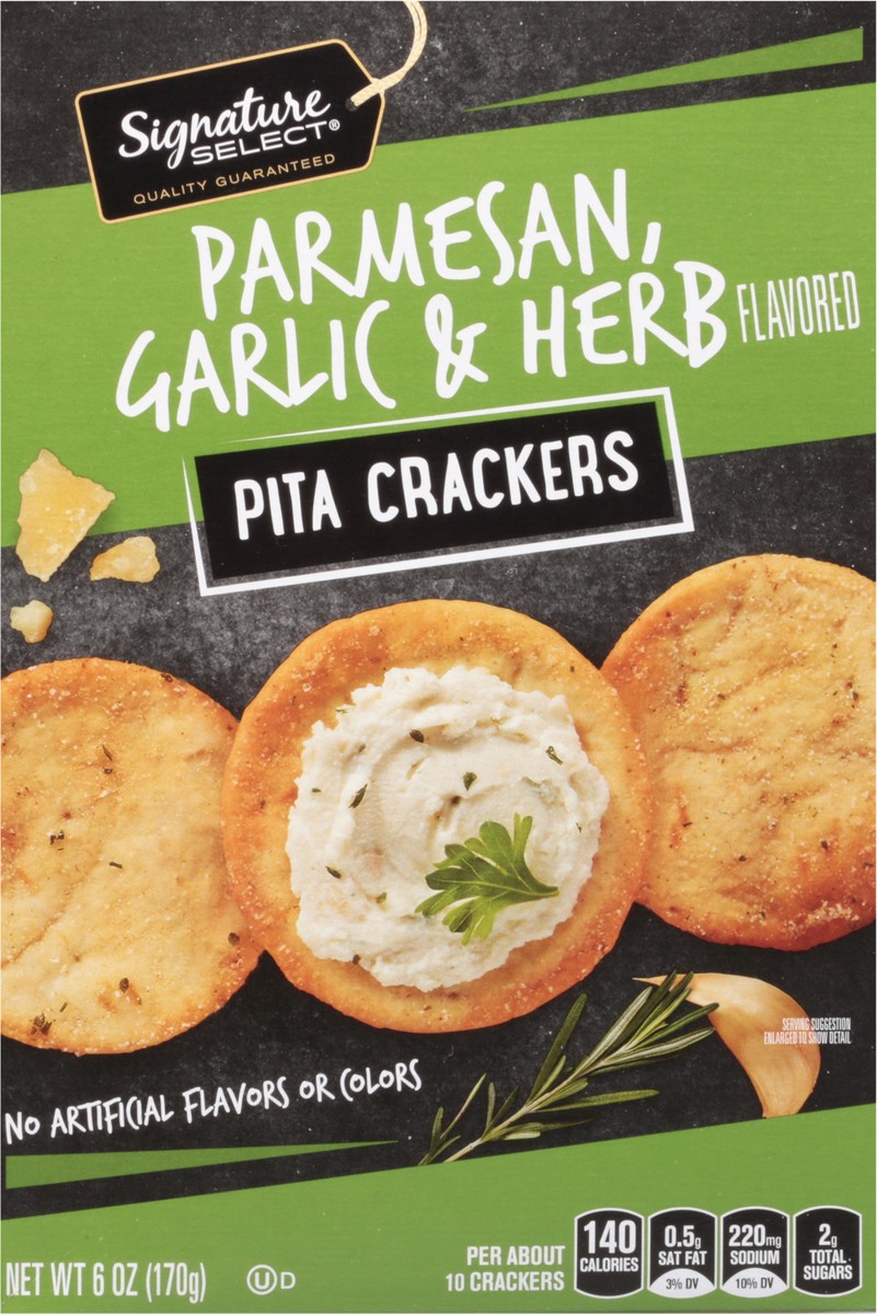 slide 7 of 9, Signature Select Garlic Parmesan & Herb Pita Crackers 6 oz, 6 oz